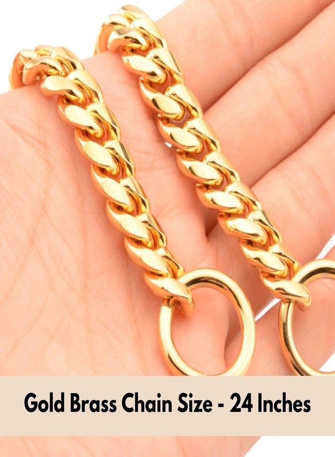 D&C PAWS Dog Collar Chain/Brass Golden Chrome Plated 4mm Dog Collar for Large & Medium Size Dogs Length of Choke Chain 4mm/24 Inch.(Golden) - Image 4